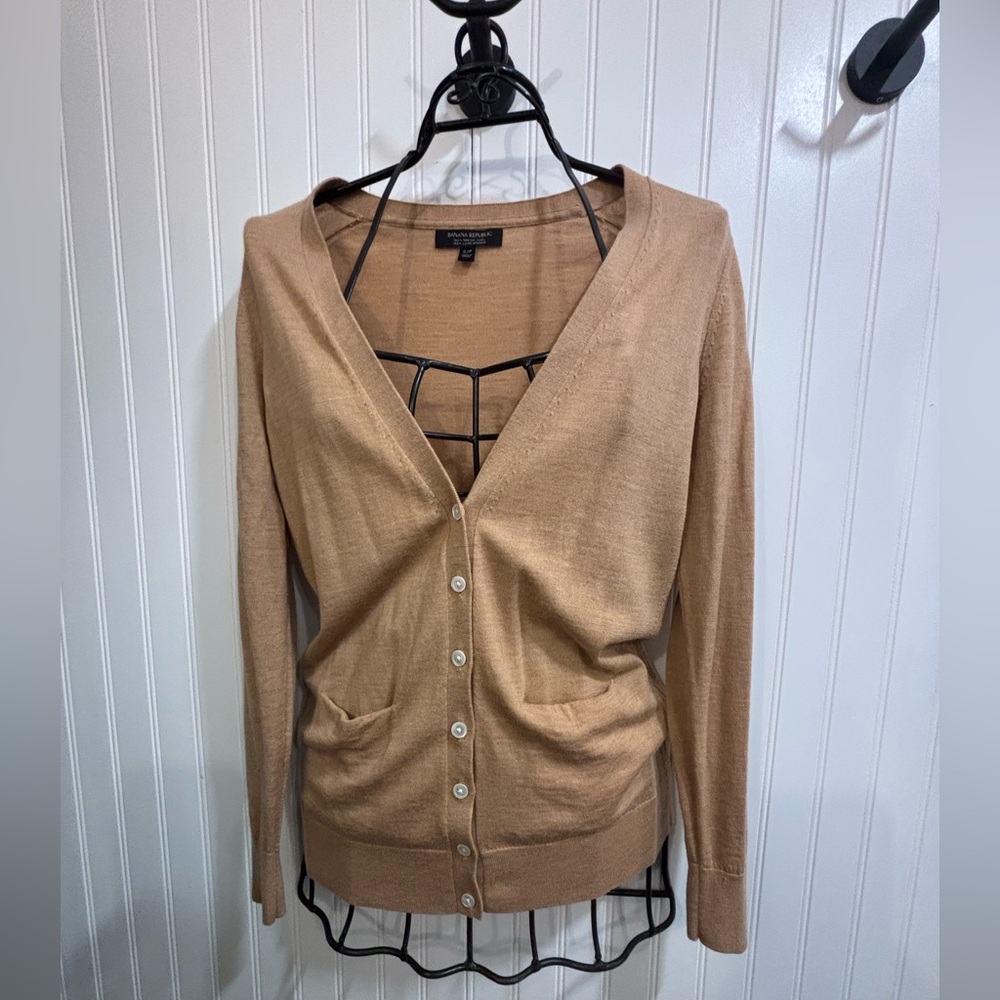 Banana Republic Camel/Tan Merino Cardigan Sweater
